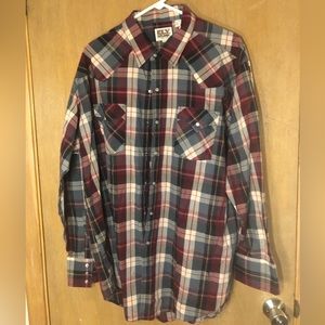 ELY Cattleman Western Shirt Mens 2XL Multicolor Plaid Long Sleeve Snap Buttons
